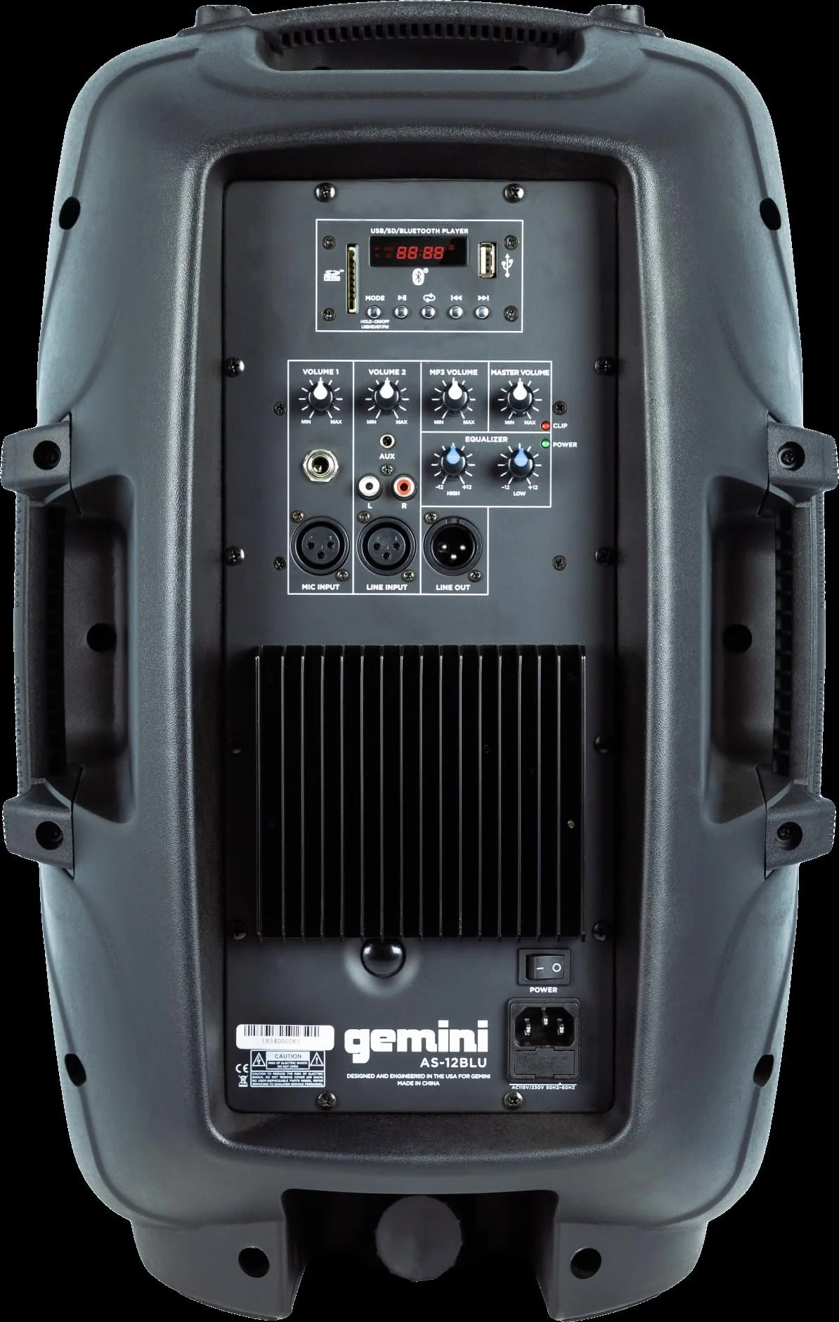 Gemini Sound powered PA speaker 12", Bluetooth (AS-12BLU) - Image 3
