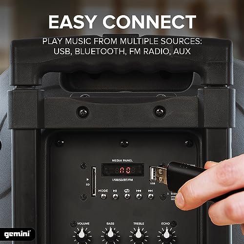 Gemini Sound AS-12TOGO portable Bluetooth PA speaker with trolley handle — 35W RMS, 12" woofer, 5–8 hr battery - Image 5