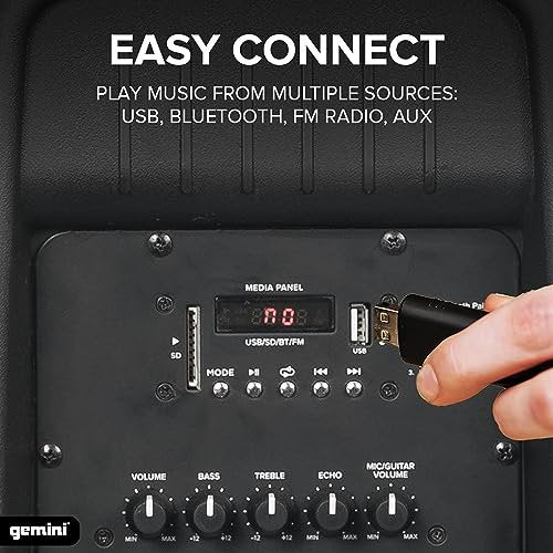 Gemini Sound AS-15TOGO portable battery-powered Bluetooth PA speaker — 50W peak, 15" woofer, 5-8 hr battery - Image 3