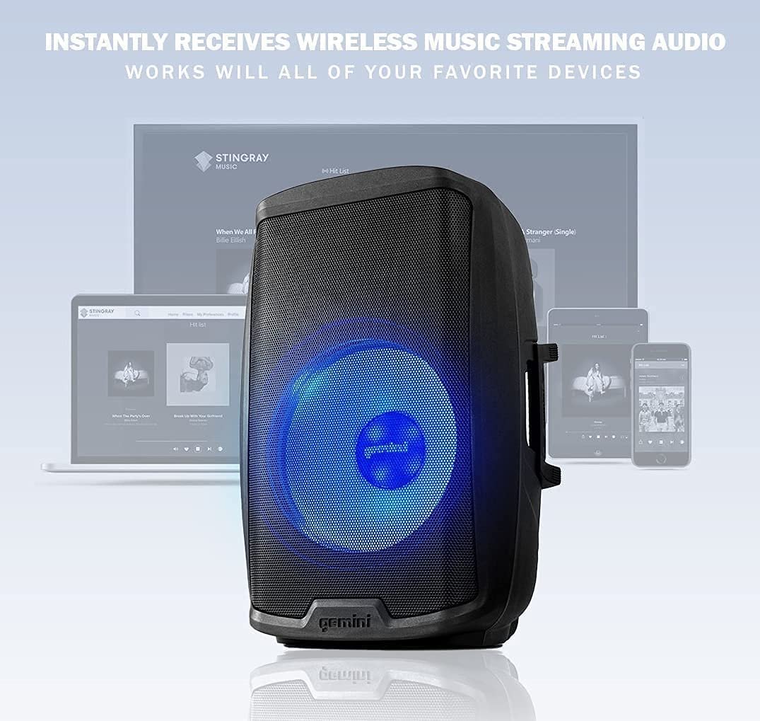 Gemini Sound AS-2115BT-LT active PA speaker with LED lights — 200W peak, 15" woofer, Bluetooth with TWS - Image 4