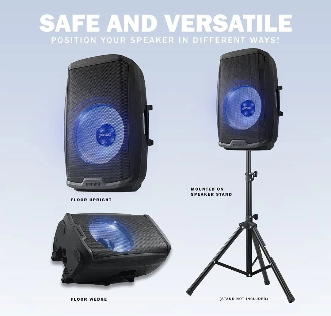 Gemini Sound AS-2115BT-LT active PA speaker with LED lights — 200W peak, 15" woofer, Bluetooth with TWS - Image 6