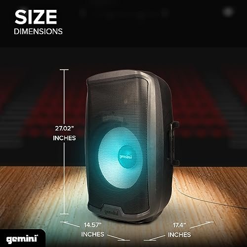 Gemini Sound AS-2115BT-LT-PK active PA speaker with stand, mic, and LED lights — 200W peak, 15" woofer, Bluetooth - Image 8