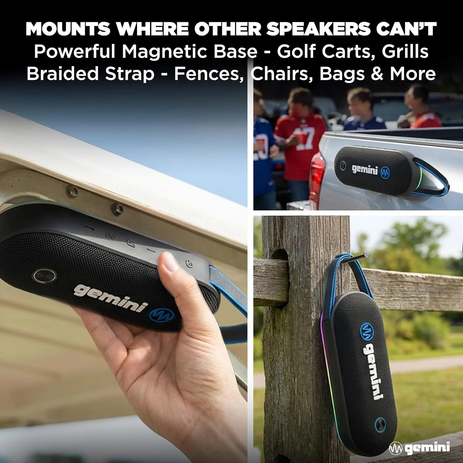 Gemini Sound BEATGRIP PRO magnetic Bluetooth speaker with RGB lights — 24W RMS, Bluetooth 5.4, IPX6 weather-resistant - Image 3