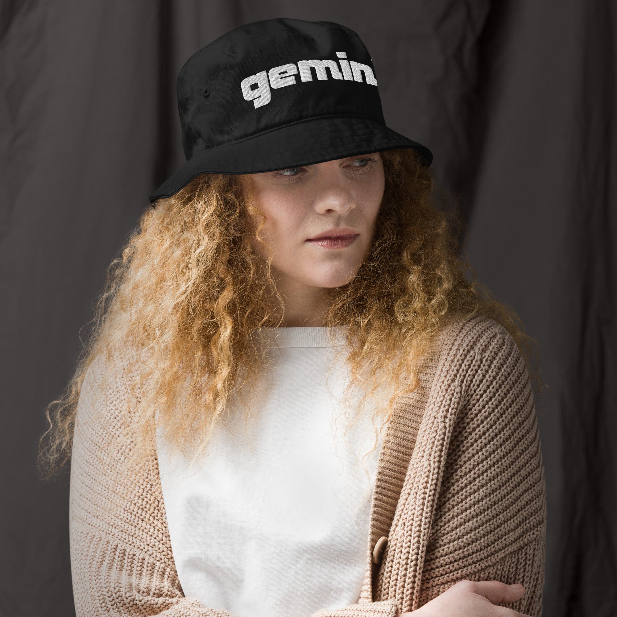 Gemini Sound Organic Cotton Bucket Hat - Black Sustainable Headwear - Image 7