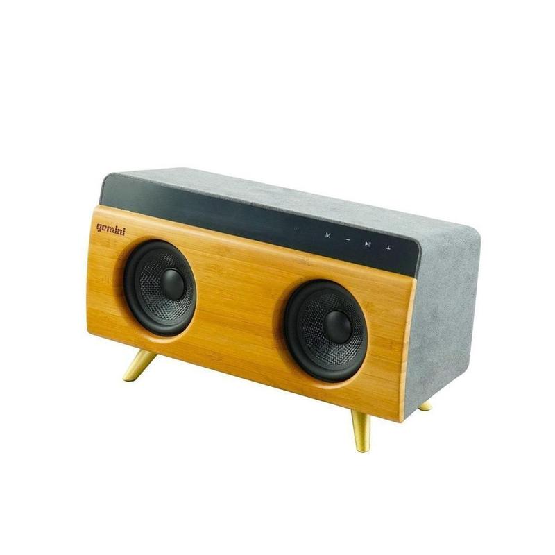 Gemini Sound BRS-230 handcrafted bamboo Bluetooth speaker — 60W peak, dual 3" drivers, rechargeable battery - Image 3