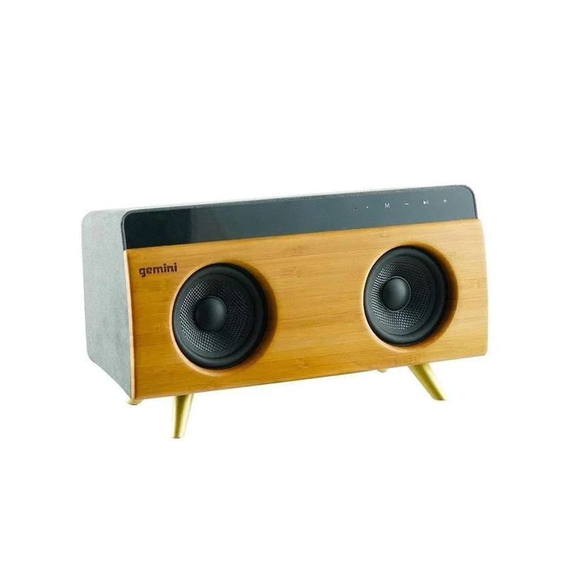 Gemini Sound BRS-230 handcrafted bamboo Bluetooth speaker — 60W peak, dual 3" drivers, rechargeable battery - Image 4