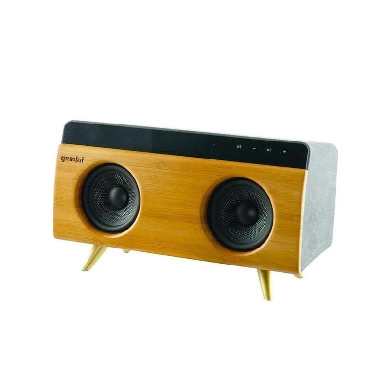 Gemini Sound BRS-230 handcrafted bamboo Bluetooth speaker — 60W peak, dual 3" drivers, rechargeable battery - Image 6