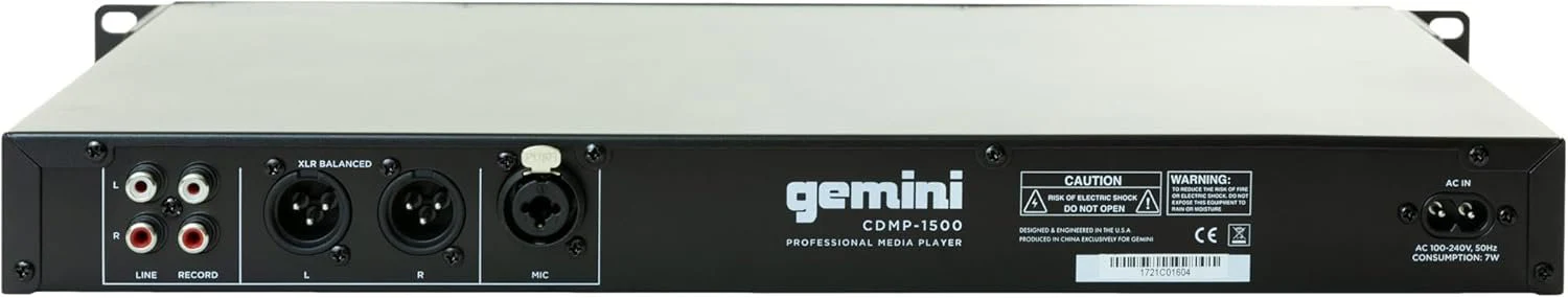 Gemini Sound CDMP-1500 rackmount CD and USB media player — slot-in CD, USB MP3, 19" 1U rack - Image 3