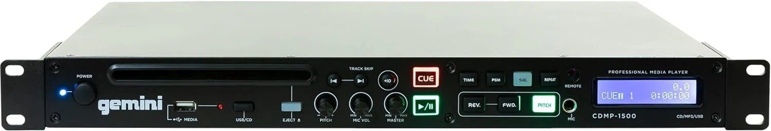 Gemini Sound CDMP-1500 rackmount CD and USB media player — slot-in CD, USB MP3, 19" 1U rack - Image 4