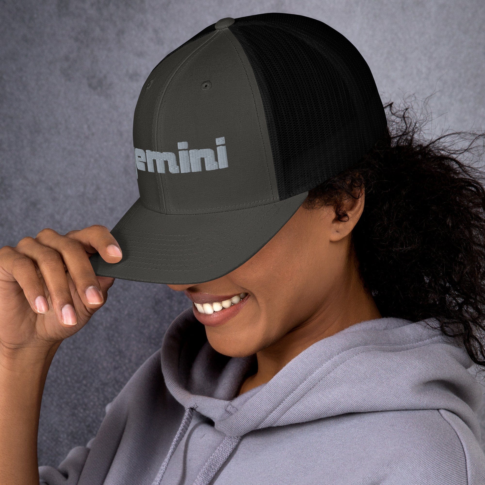 Gemini Sound Cotton Polyester Trucker Cap - Black Logo Embroidery - Image 4