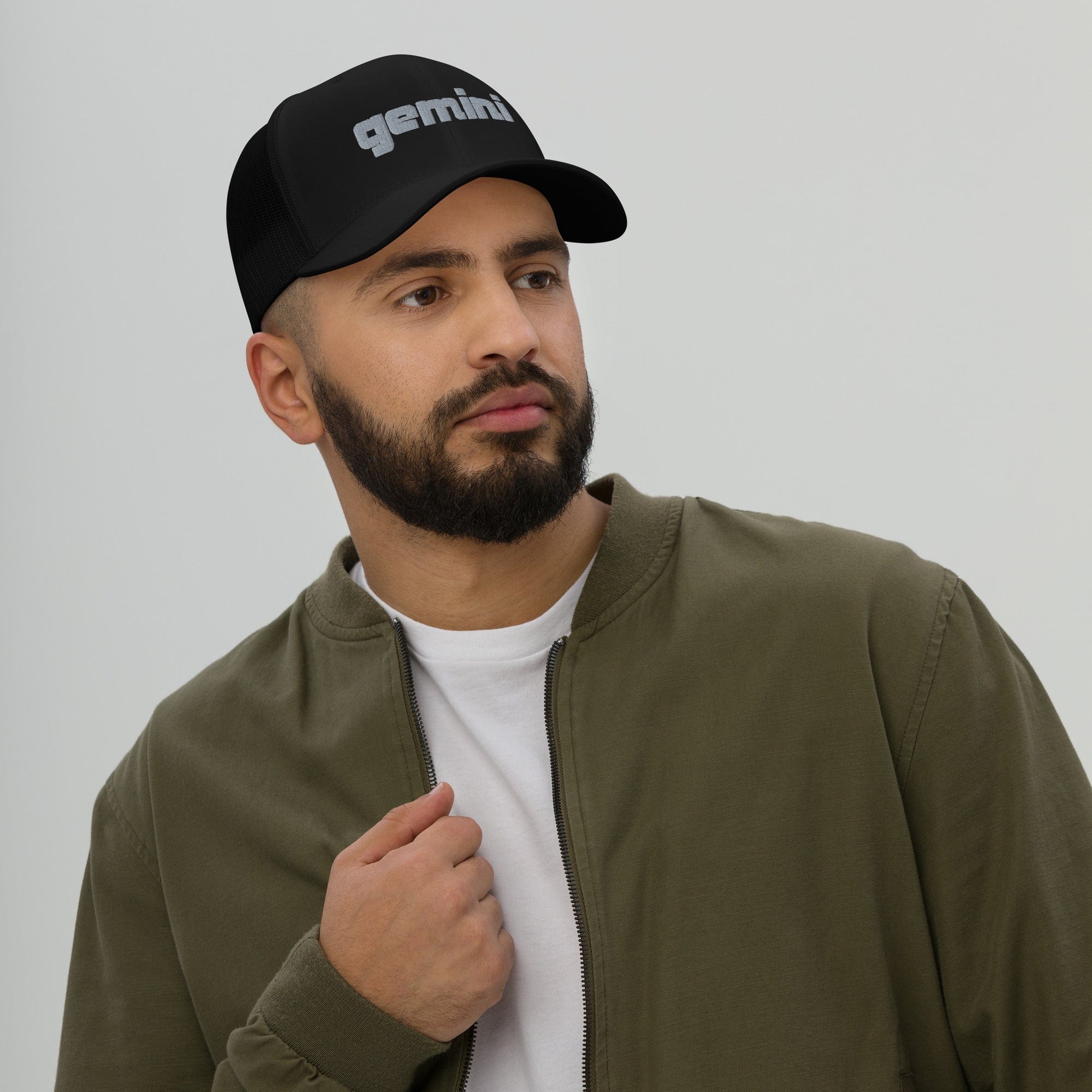 Gemini Sound Cotton Polyester Trucker Cap - Black Logo Embroidery - Image 6