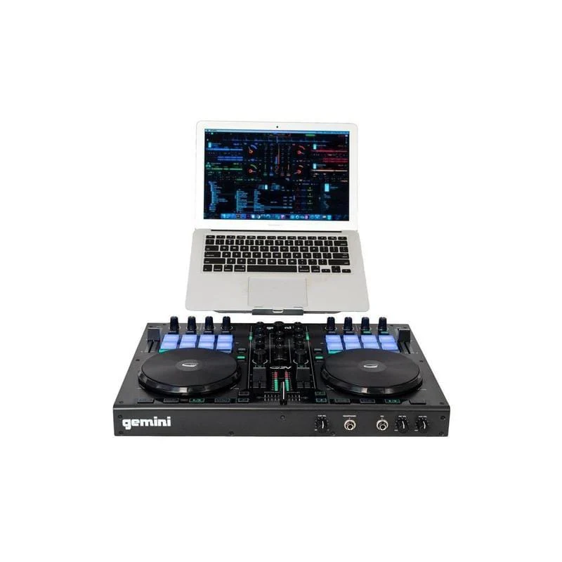 Gemini Sound G2V 2-channel MIDI DJ controller — 24-bit audio interface, 16 backlit pads, touch-sensitive jog wheels - Image 4