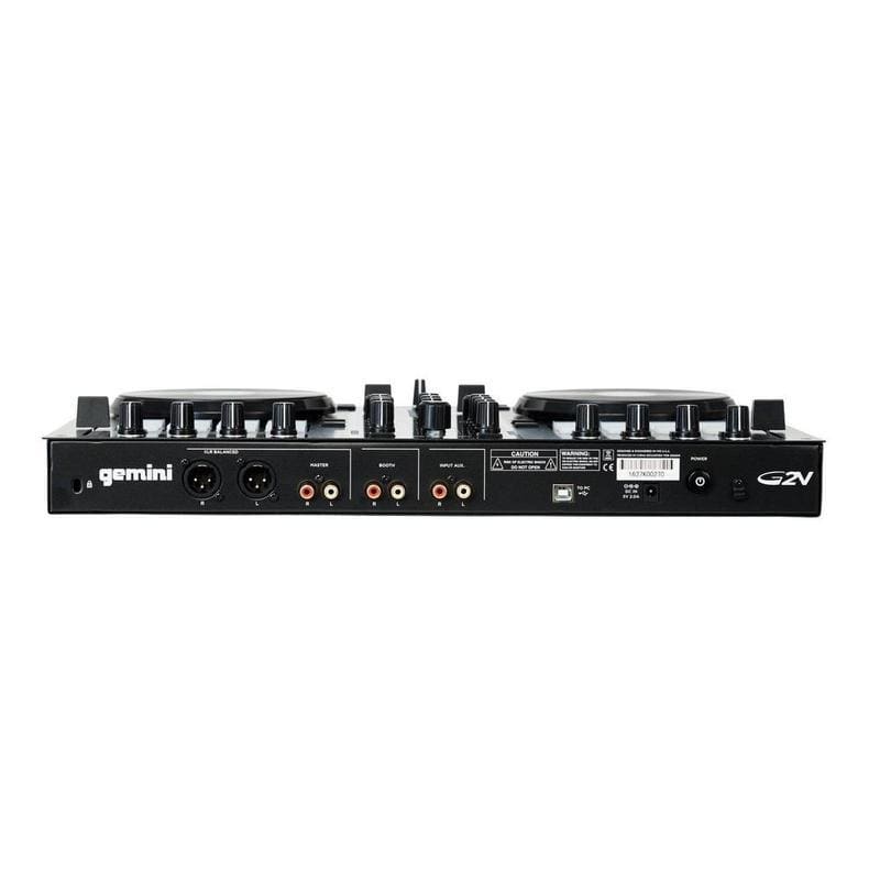 Gemini Sound G2V 2-channel MIDI DJ controller — 24-bit audio interface, 16 backlit pads, touch-sensitive jog wheels - Image 5