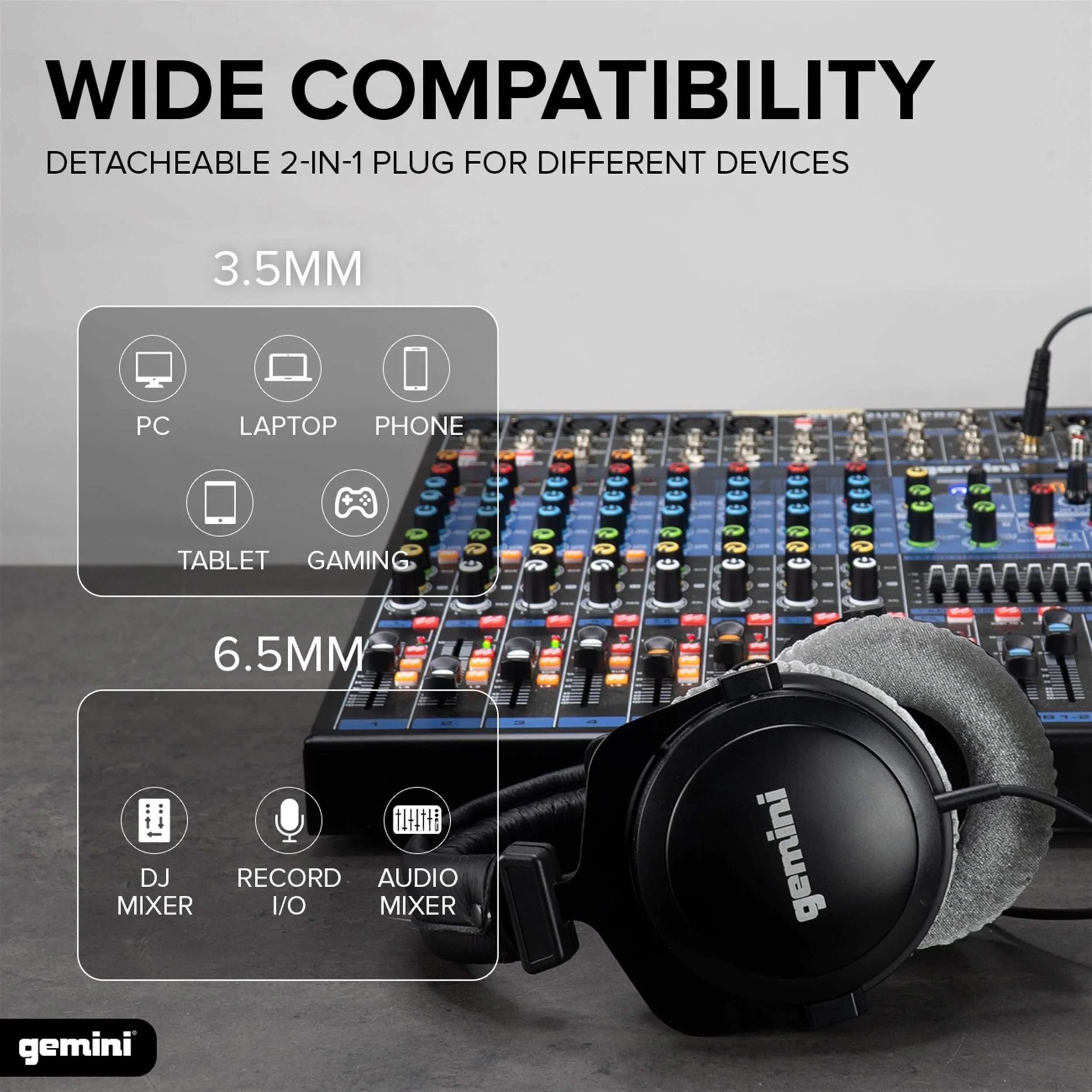 Gemini Sound DJX-1000 professional closed-back studio headphones — 53mm drivers, 5Hz–30kHz, 80Ω - Image 5