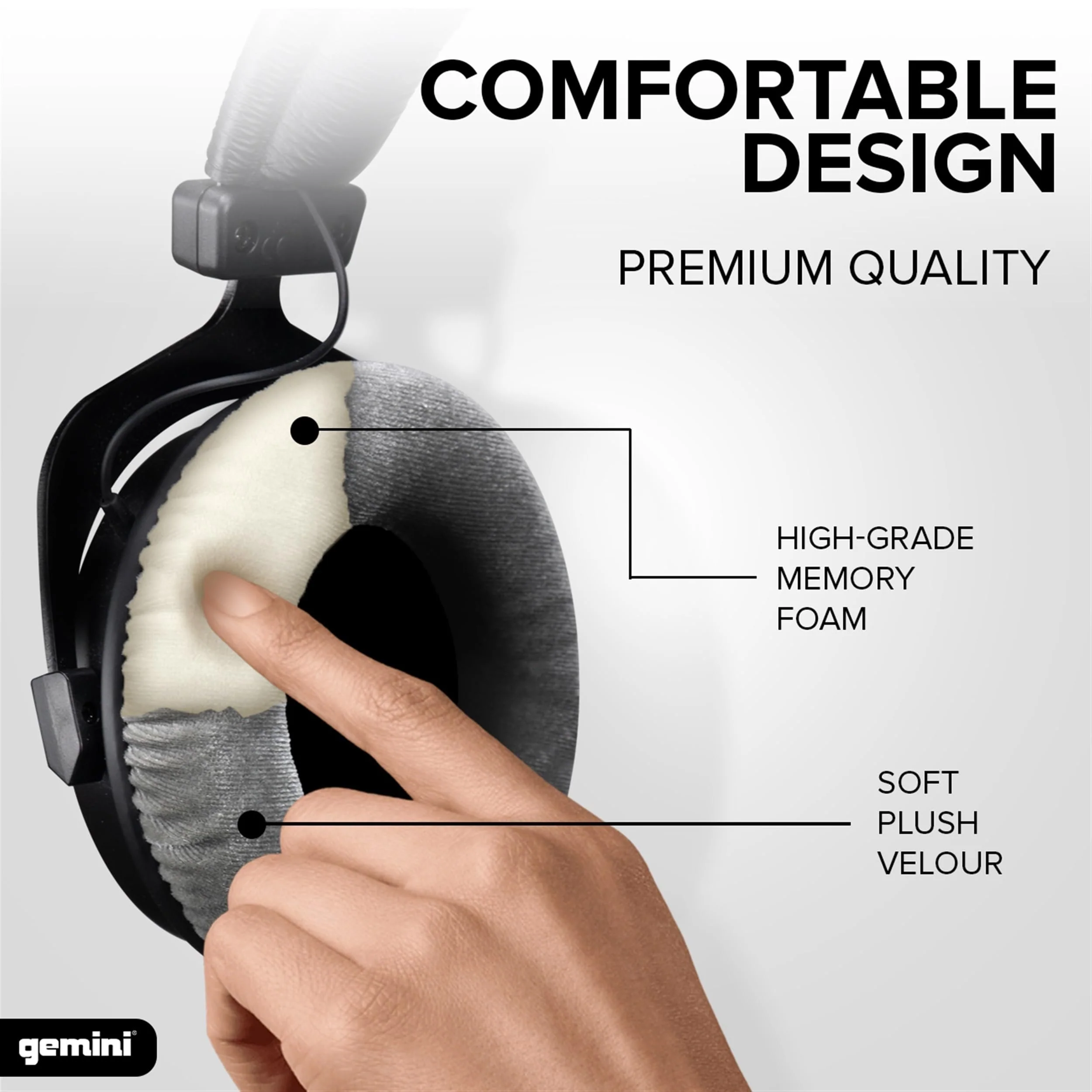 Gemini Sound DJX-1000 professional closed-back studio headphones — 53mm drivers, 5Hz–30kHz, 80Ω - Image 7