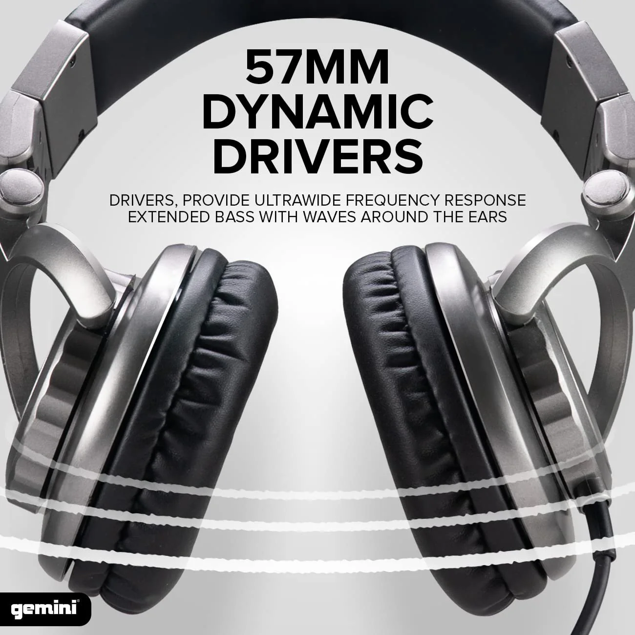 Gemini Sound DJX-500 professional over-ear DJ monitor headphones — 57mm drivers, closed-back, 5Hz–30kHz response - Image 4
