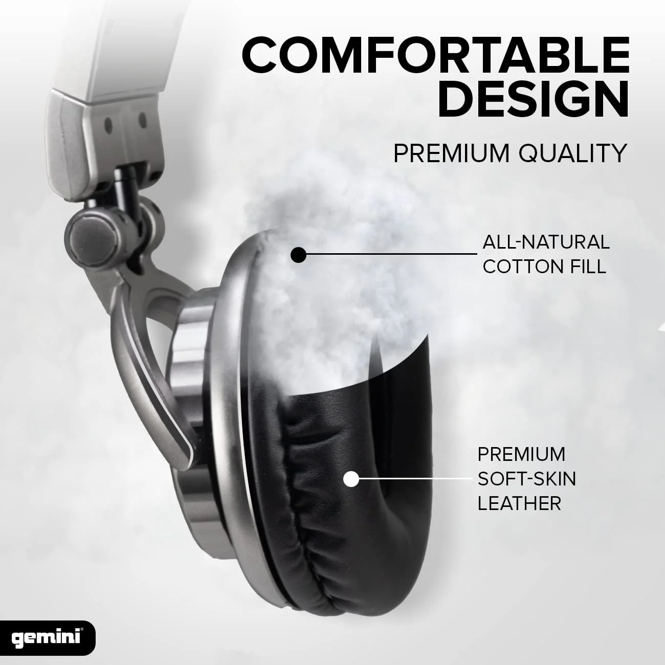 Gemini Sound DJX-500 professional over-ear DJ monitor headphones — 57mm drivers, closed-back, 5Hz–30kHz response - Image 5