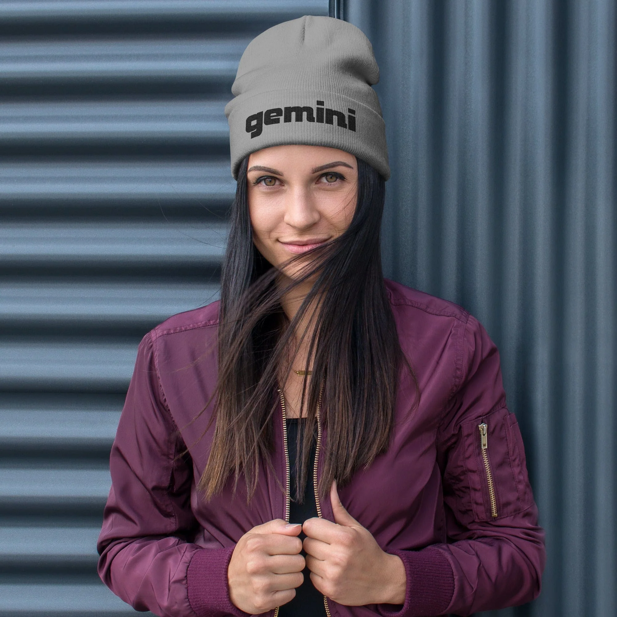 Gemini Sound Cotton Acrylic Embroidered Beanie - Form-Fitting Winter Hat - Image 10