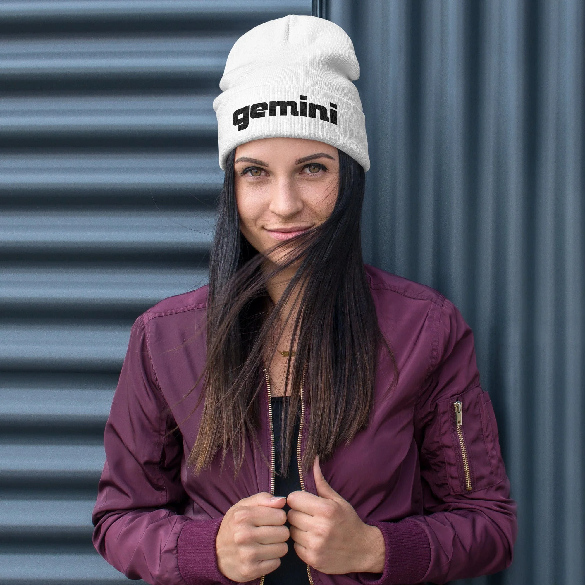 Gemini Sound Cotton Acrylic Embroidered Beanie - Form-Fitting Winter Hat - Image 11