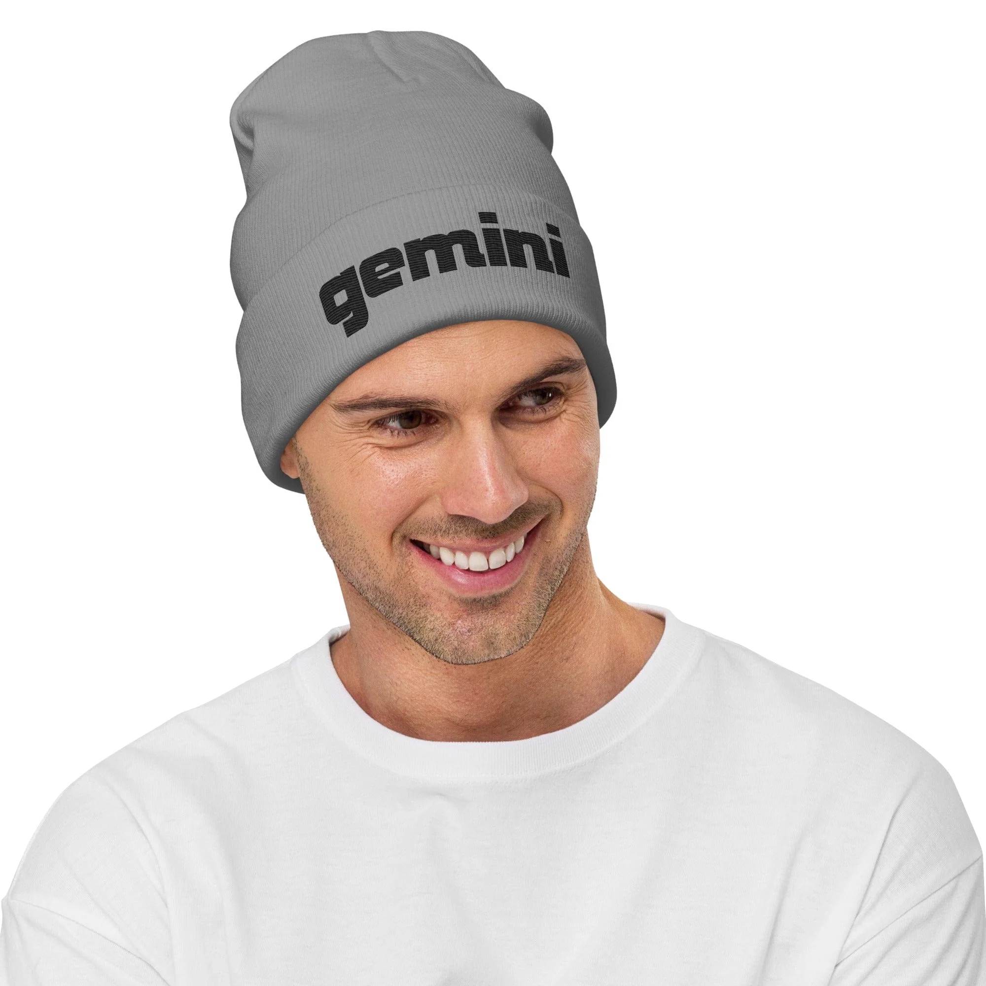 Gemini Sound Cotton Acrylic Embroidered Beanie - Form-Fitting Winter Hat - Image 6