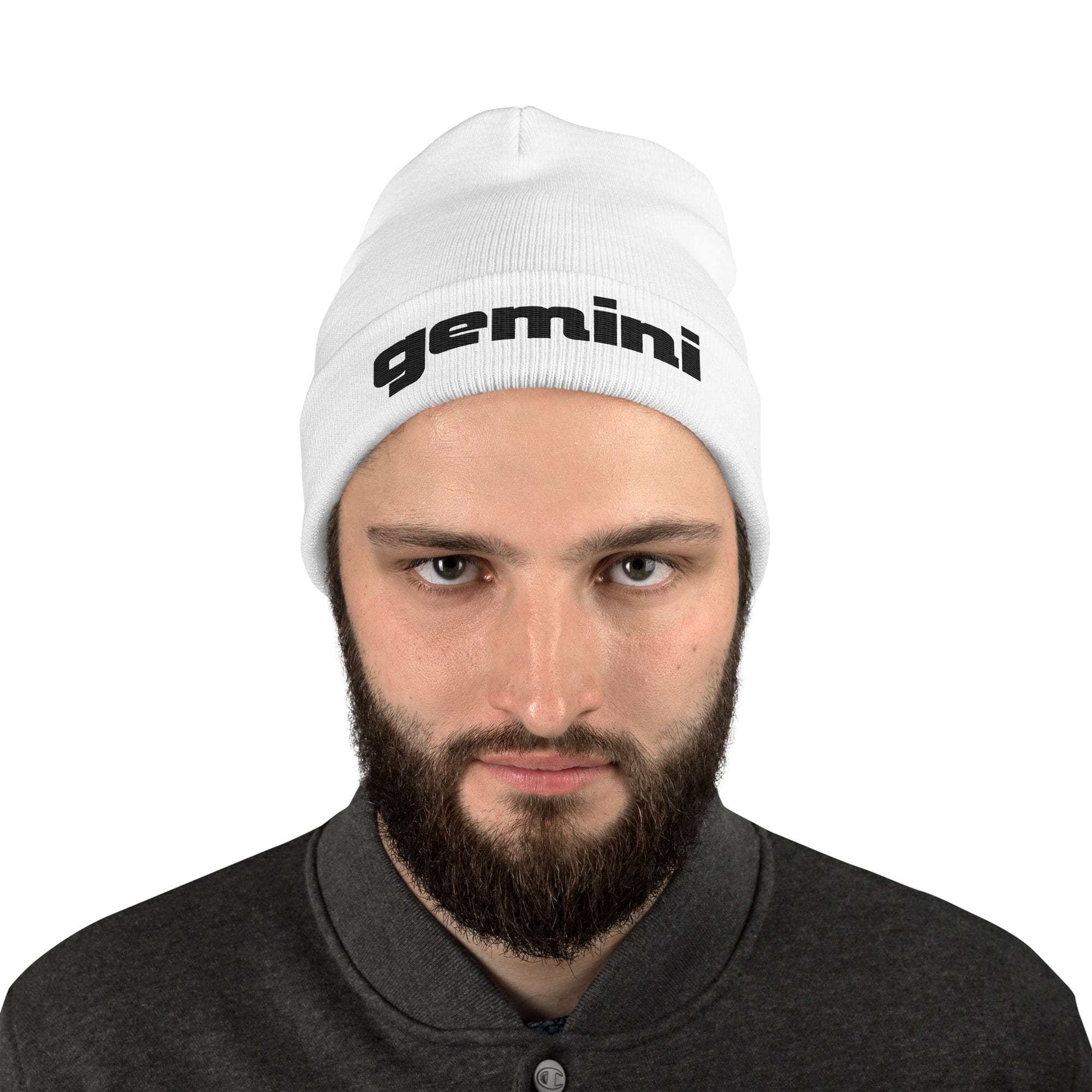 Gemini Sound Cotton Acrylic Embroidered Beanie - Form-Fitting Winter Hat - Image 7