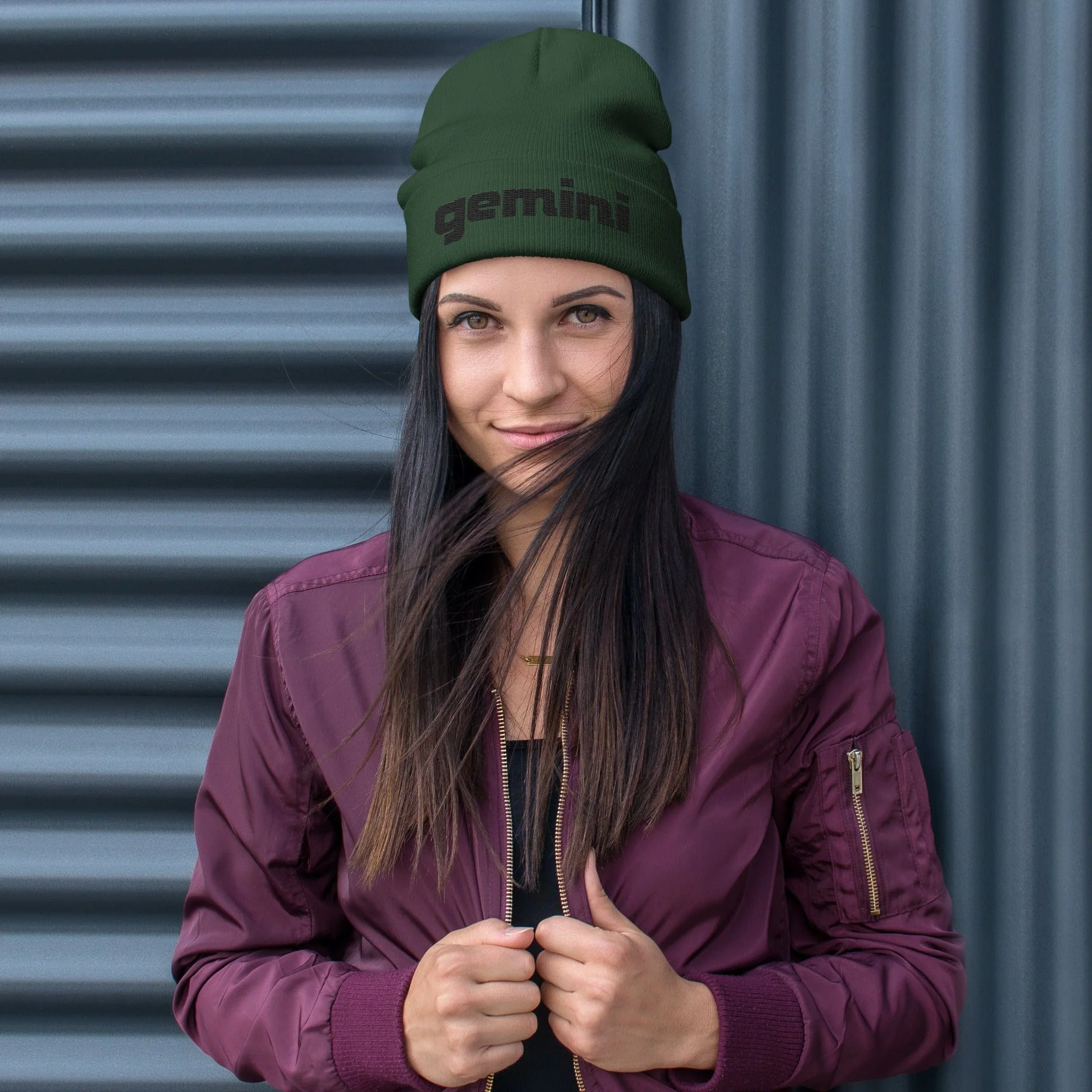 Gemini Sound Cotton Acrylic Embroidered Beanie - Form-Fitting Winter Hat - Image 9