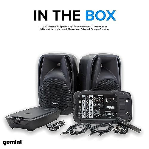 Gemini Sound ES-210MXBLU portable PA system — 300W peak, dual 10" speakers, 6-channel powered mixer - Image 6