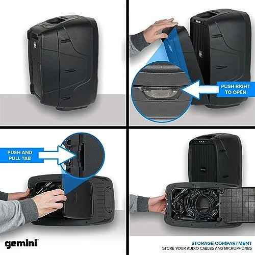 Gemini Sound ES-210MXBLU portable PA system — 300W peak, dual 10" speakers, 6-channel powered mixer - Image 8