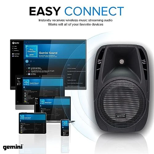Gemini Sound ES-210MXBLU-ST portable PA system with speaker stands — 300W peak, dual 10" speakers, Bluetooth/USB/SD media player - Image 6