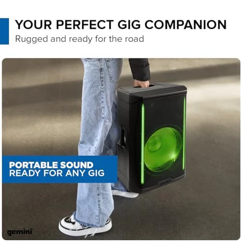 Gemini Sound GD-L215PRO professional PA speaker with Bluetooth and LED party lighting — 600W peak, 15" woofer, 3-channel mixer - Image 6