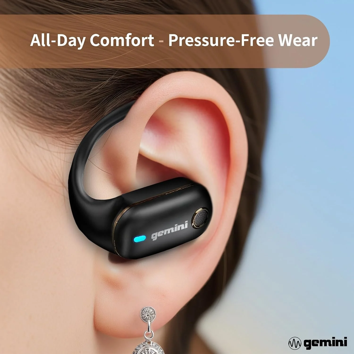 Gemini Sound GEBX-200 open-ear Bluetooth earbuds — Bluetooth 6.0, dual 13mm drivers, 24+ hours with charging case - Image 3