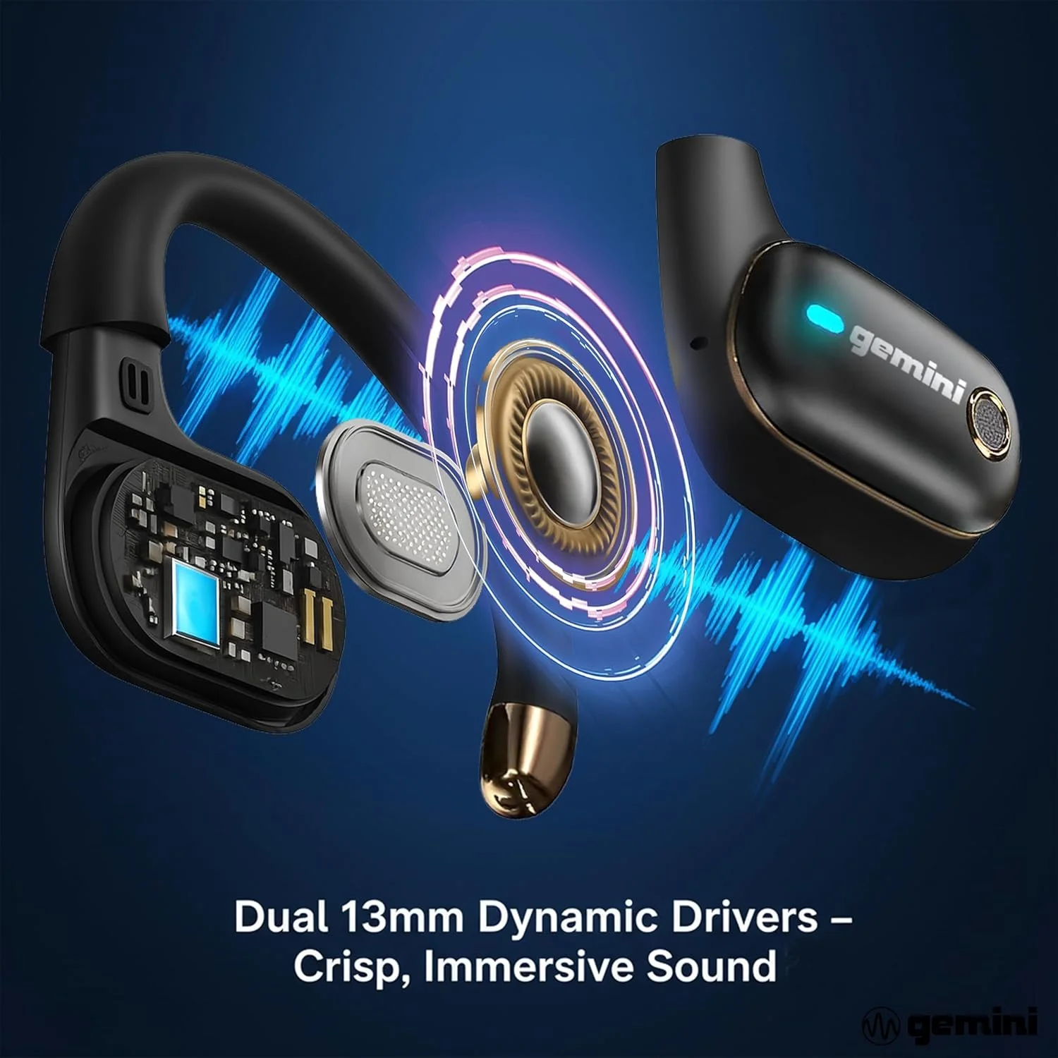 Gemini Sound GEBX-200 open-ear Bluetooth earbuds — Bluetooth 6.0, dual 13mm drivers, 24+ hours with charging case - Image 6
