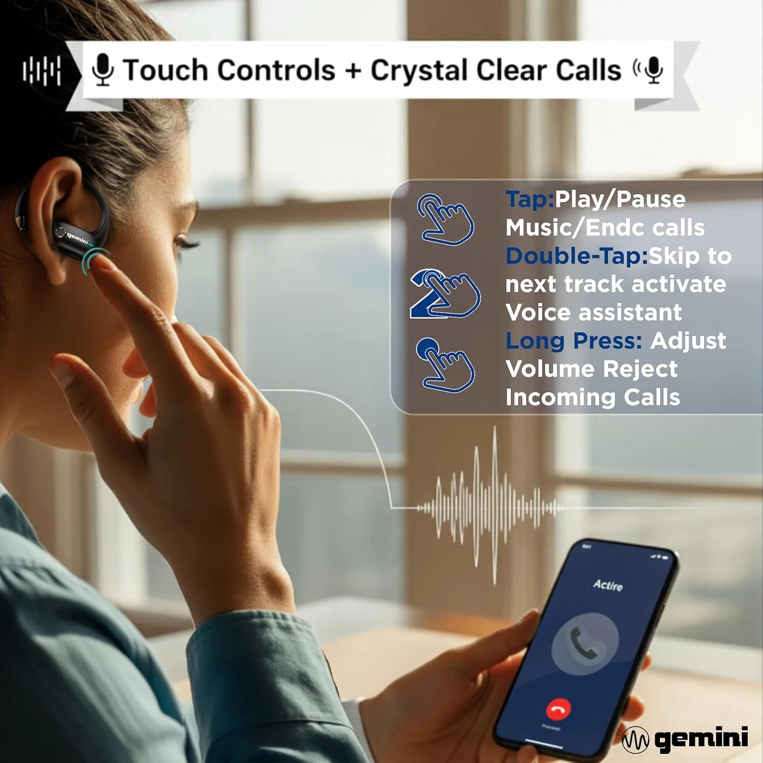 Gemini Sound GEBX-200 open-ear Bluetooth earbuds — Bluetooth 6.0, dual 13mm drivers, 24+ hours with charging case - Image 7