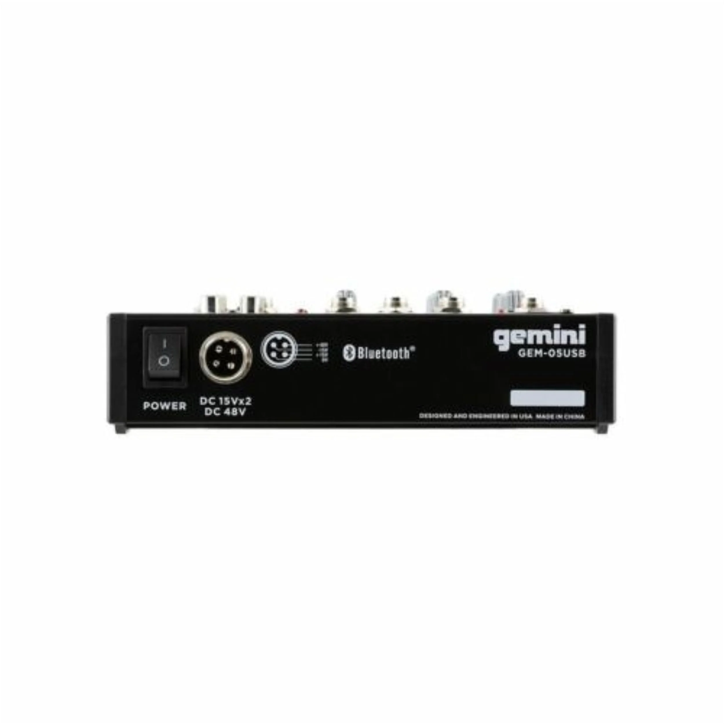 Gemini Sound GEM-05USB compact 5-channel mixer with Bluetooth and USB playback — XLR mic input, +48V phantom power, onboard delay FX - Image 5