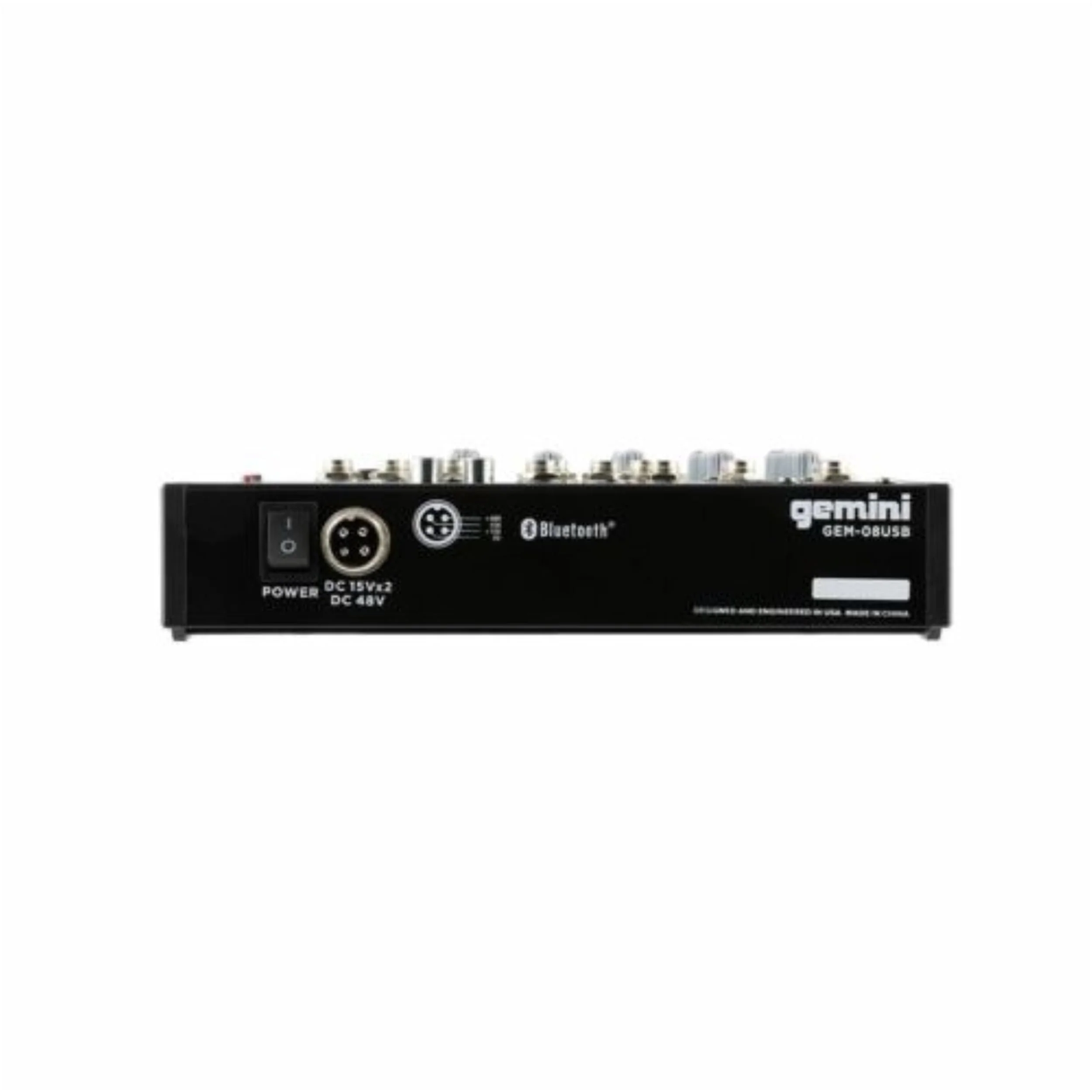 Gemini Sound GEM-08USB compact 8-channel Bluetooth mixer — 8 inputs, 2 mic preamps with phantom power, USB and Bluetooth playback - Image 5