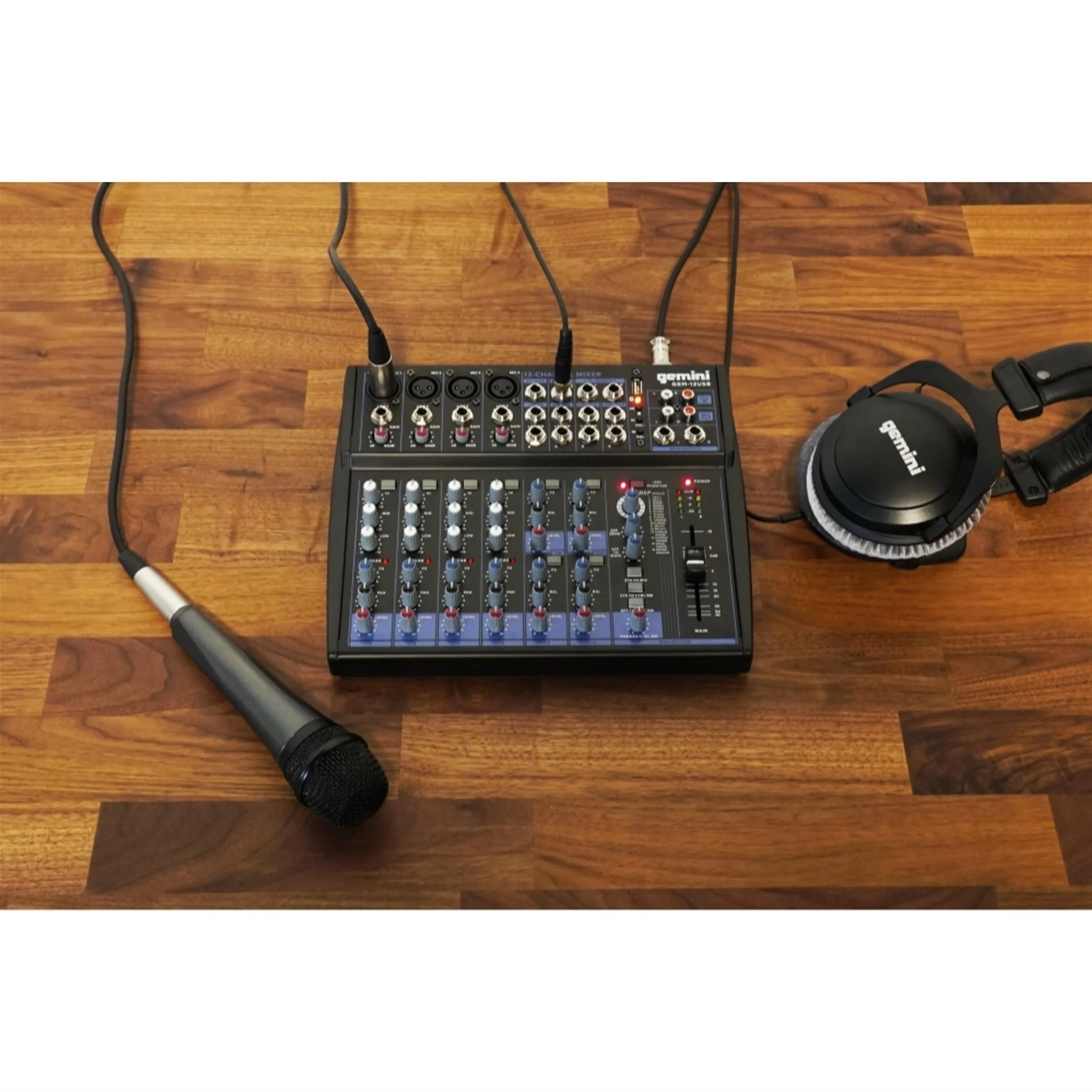 Gemini Sound GEM-12USB 12-channel audio mixer with Bluetooth — 4 XLR mic preamps, 3-band EQ, onboard multi-FX - Image 3