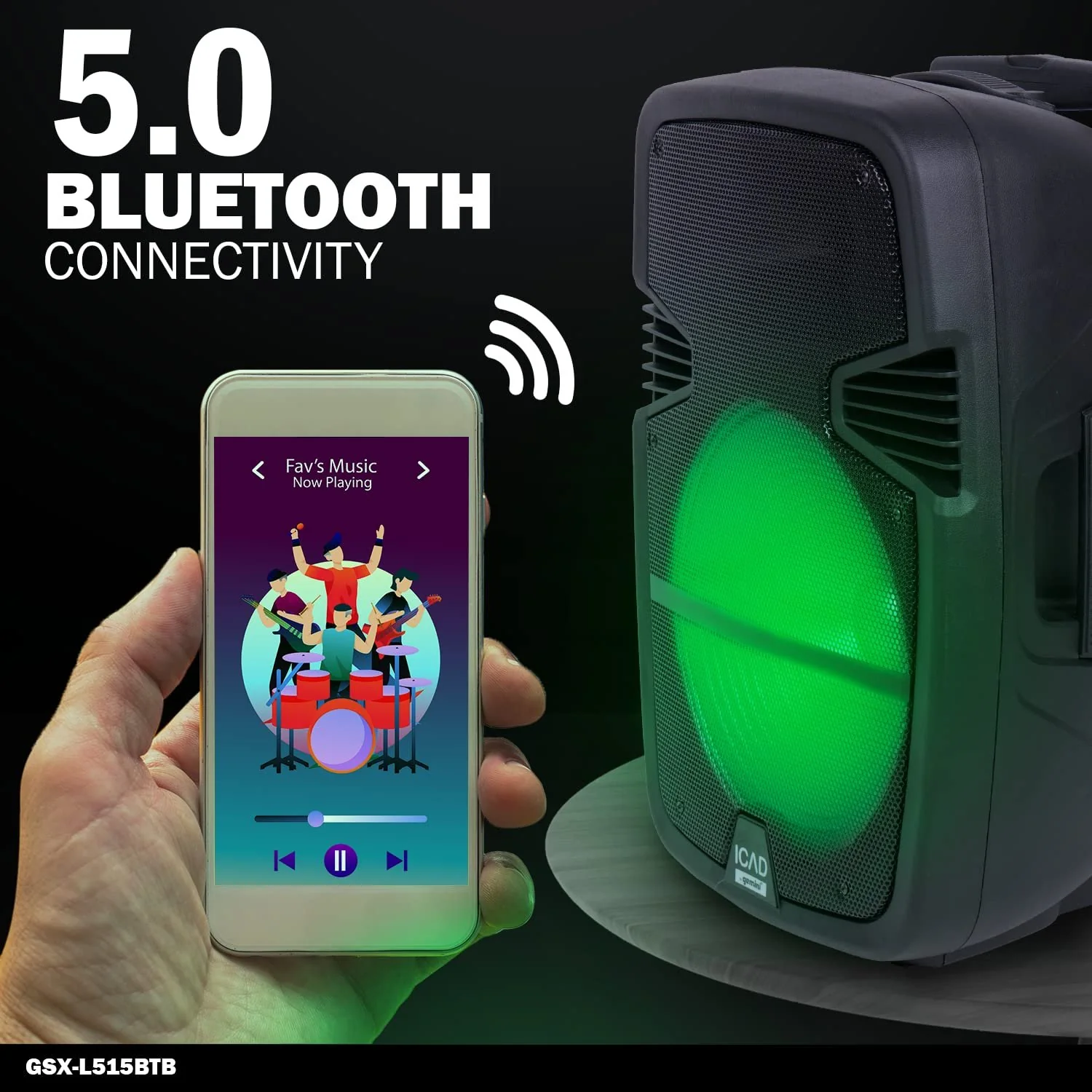 Gemini Sound Bluetooth party speaker 2000W, 15" — for outdoor events and parties (GSX-L515BTB) - Image 2