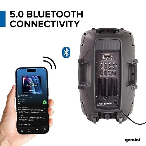 Gemini Sound PA-SYS15 dual speaker PA system with stands — 240W peak, dual 15" woofers, Bluetooth and USB - Image 5