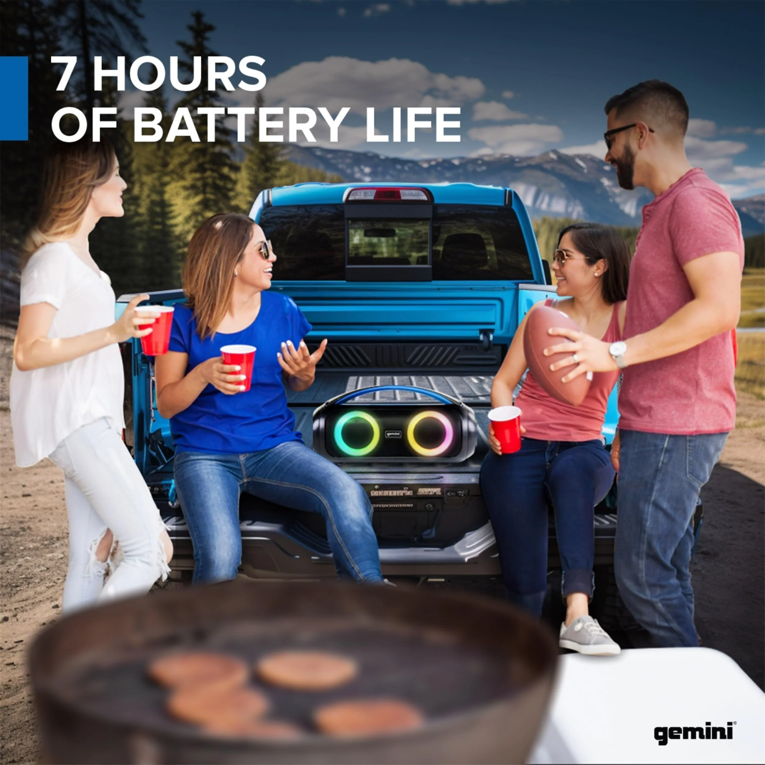 Gemini Sound GGO-230L portable Bluetooth boombox with LED party lighting — 30W peak, dual 3" woofers, 7-hour battery - Image 3