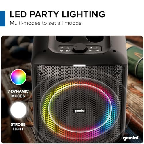 Gemini Sound GGO-650L portable Bluetooth boombox with LED party lights — 35W peak, 6.5" woofer, 10-hour battery - Image 3