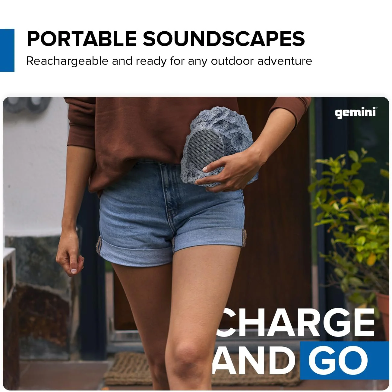Gemini Sound GHRK-400-PR wireless outdoor rock speakers — 16W RMS total, 4" drivers, 10-hour battery, IPX5 - Image 4