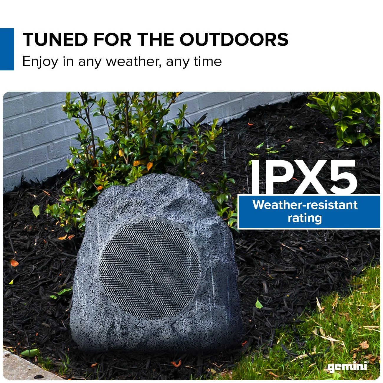 Gemini Sound GHRK-400-PR wireless outdoor rock speakers — 16W RMS total, 4" drivers, 10-hour battery, IPX5 - Image 5