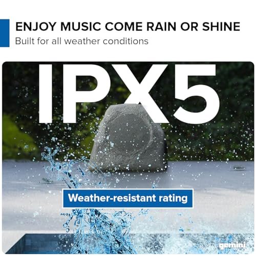 Gemini Sound GHRK-500LTMS-PR outdoor solar Bluetooth rock speakers, pair — 40W peak, 5" drivers, IPX5 weatherproof - Image 4