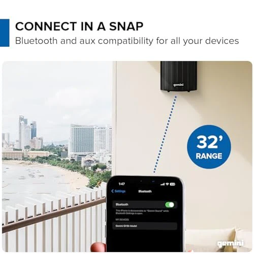Gemini Sound GHSI-400BT-PR waterproof outdoor Bluetooth speaker pair — 48W peak, 4" woofers, IP44 rated - Image 5