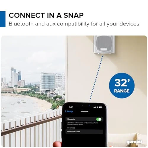 Gemini Sound outdoor speakers Bluetooth, weatherproof (GHSI-W400BT) — white - Image 5