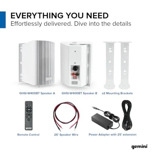 Gemini Sound outdoor speakers Bluetooth, weatherproof (GHSI-W400BT) — white - Image 7