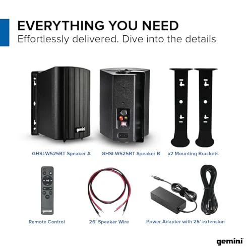 Gemini Sound GHSI-525BT-PR waterproof outdoor Bluetooth speaker pair — 72W peak, 5.25" woofers, IP44 rated - Image 7