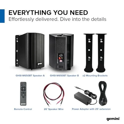 Gemini Sound GHSI-650BT-PR waterproof outdoor Bluetooth speaker pair — 90W peak, 6.5" woofers, IP44 rated - Image 7