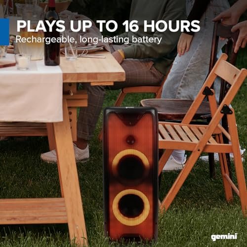 Gemini Sound GLS-550 portable Bluetooth party speaker with LED lights — 80W peak, dual 6.5" woofers, 16-hr battery - Image 5
