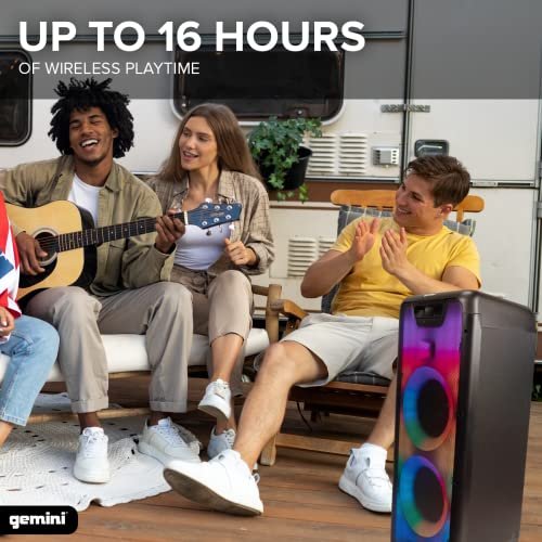 Gemini Sound GLS-880 Bluetooth party speaker with LED lights — 80W peak, dual 8" woofers, 16-hour battery - Image 3